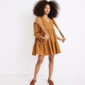 MADEWELL Swingy Cotton Mini Dress in Antique Gold